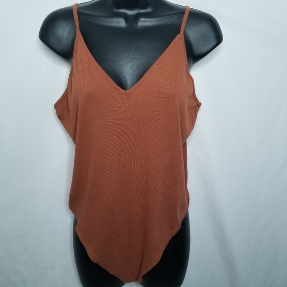 bp ribbed knit v neckline thong bodysuit - Picture 4 of 9